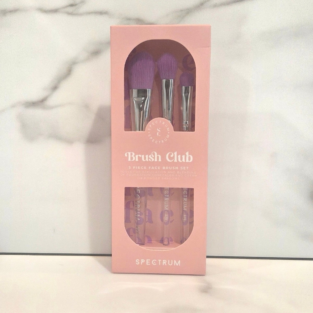 Spectrum Brush Club 3 Piece Face Brush Set Purple - NEW IN BOX